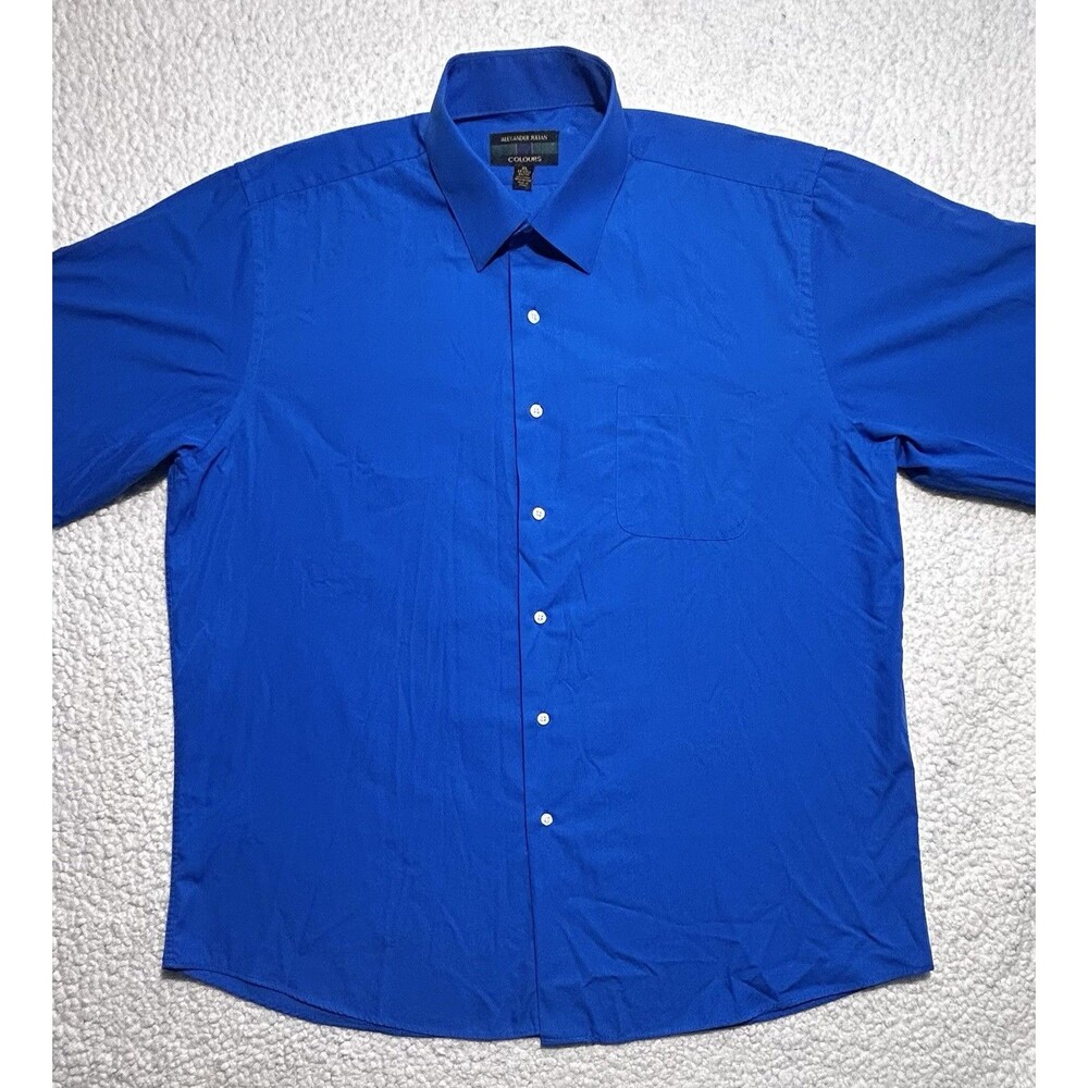Alexander Julian Colours Men Shirt Size XL Blue Long Sleeve Button Down Pocket